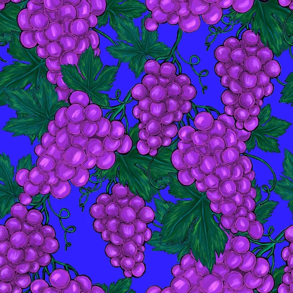 Patrón Creativo Sin Costuras Con Uvas Efecto Pintura Óleo Estampado — Foto de Stock