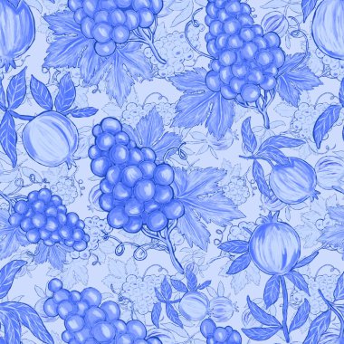 Meyveli, limonlu, portakallı, üzümlü ve narlı yaratıcı kusursuz desen. Yağlı boya etkisi. Parlak yaz baskısı. Her amaç için harika bir tasarım