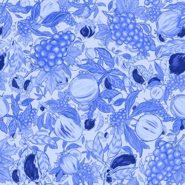 Üzümlü, yaratıcı, kusursuz desen. Yağlı boya etkisi. Parlak yaz baskısı. Her amaç için harika bir tasarım