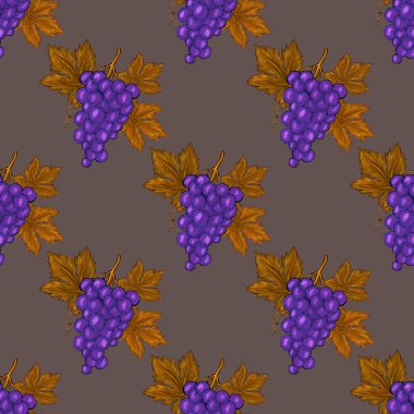 Üzümlü, yaratıcı, kusursuz desen. Yağlı boya etkisi. Parlak yaz baskısı. Her amaç için harika bir tasarım