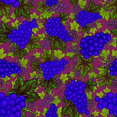 Üzümlü, yaratıcı, kusursuz desen. Yağlı boya etkisi. Parlak yaz baskısı. Her amaç için harika bir tasarım
