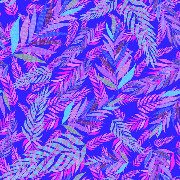 Nowoczesny Abstrakcyjny Wzór Kreatywnymi Kolorowymi Liśćmi Tropikalnymi Retro Jasne Tło — Zdjęcie stockowe