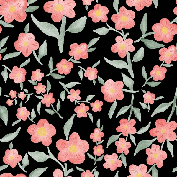 Bahar Çiçekleriyle Suluboya Kusursuz Desen Klasik Botanik Çizimi Her Türlü — Stok fotoğraf