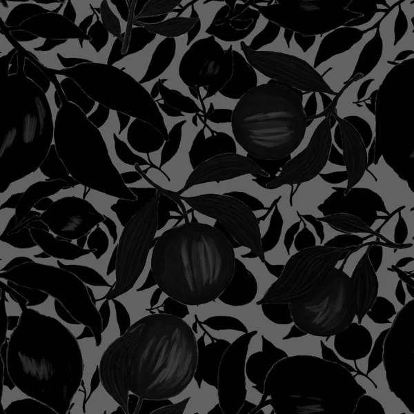 Δημιουργικό Μοτίβο Χωρίς Ραφή Φρούτα Λεμόνια Πορτοκάλια Σταφύλια Και Ρόδια — Φωτογραφία Αρχείου