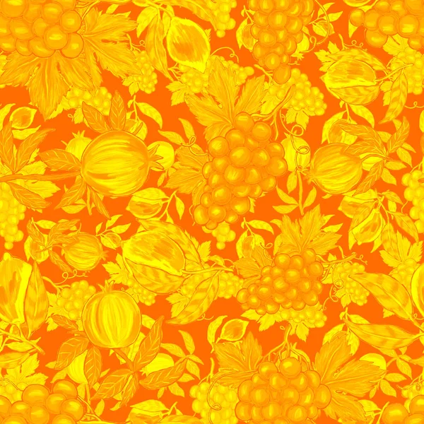 Motif Créatif Sans Couture Avec Des Fruits Citrons Oranges Raisins — Photo