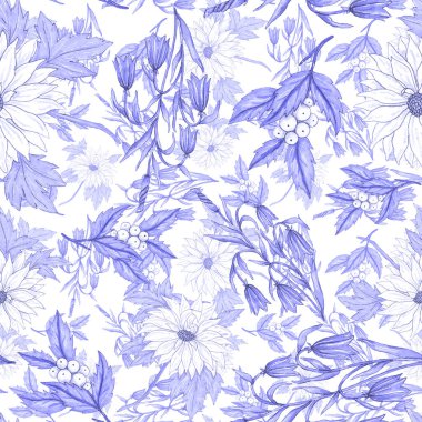 Çiçek buketli suluboya desenli. Klasik botanik çizimi. Her türlü tasarım için zarif bir dekorasyon. Renkli ve soyut çiçekli moda baskısı. Suluboya dokusu.