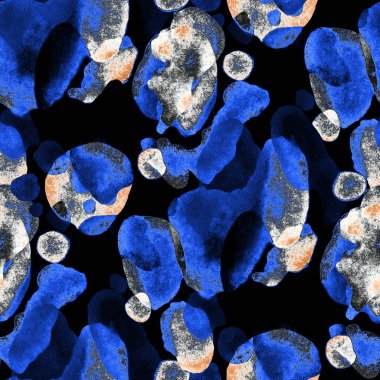 Suluboya, soyut, kusursuz desen. Parlak el yapımı elementlerle yaratıcı doku. Soyut renkli yazdırma.