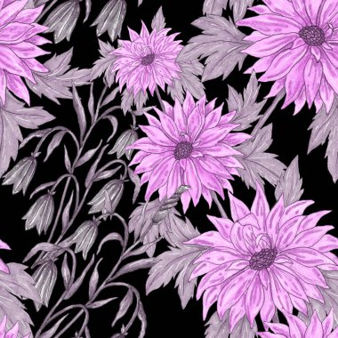 Çiçek buketli suluboya desenli. Klasik botanik çizimi. Her türlü tasarım için zarif bir dekorasyon. Renkli ve soyut çiçekli moda baskısı. Suluboya dokusu.