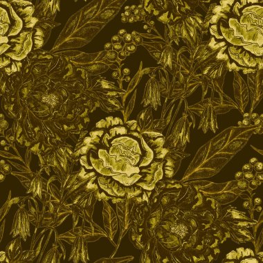 Çiçek buketli suluboya desenli. Klasik botanik çizimi. Her türlü tasarım için zarif bir dekorasyon. Renkli ve soyut çiçekli moda baskısı. Suluboya dokusu.