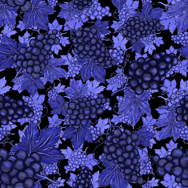 Kreatives Nahtloses Muster Mit Trauben Ölfarben Effekt Strahlender Sommerdruck Tolles — Stockfoto