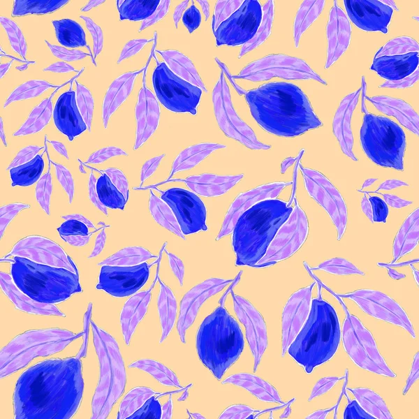 Креативний Безшовний Візерунок Лимонами Ефект Олійної Фарби Яскравий Літній Принт — стокове фото