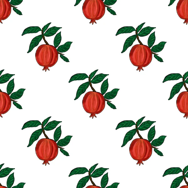 Creative Seamless Pattern Pomegranate Oil Paint Effect Bright Summer Print — Stock Photo, Image