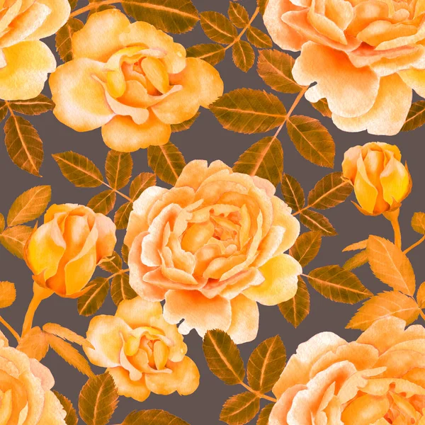 Akvarell Seamless Pattern Rózsákkal — Stock Fotó