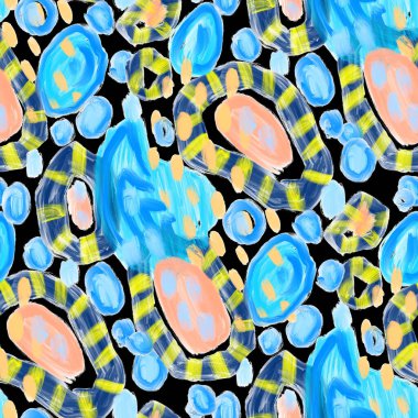 Güzel, parlak soyut elementlerle, yaratıcı, kusursuz bir desen. Her türlü tasarım için renkli bir doku. Grafik olarak soyut bir arkaplan. Çağdaş sanat. Modern tarz modaya uygun. Yağlı boya etkisi.