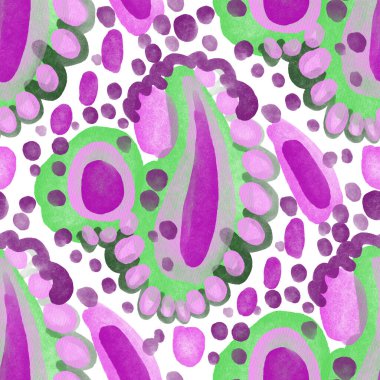 Suluboya, soyut, kusursuz desen. Parlak el yapımı elementlerle yaratıcı doku. Soyut renkli yazdırma.