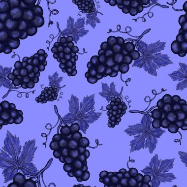 Üzümlü, yaratıcı, kusursuz desen. Yağlı boya etkisi. Parlak yaz baskısı. Her amaç için harika bir tasarım