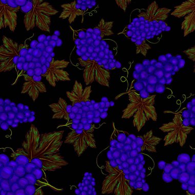 Üzümlü, yaratıcı, kusursuz desen. Yağlı boya etkisi. Parlak yaz baskısı. Her amaç için harika bir tasarım