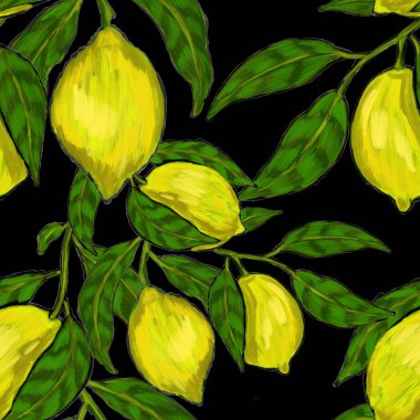 Limonlu, yaratıcı, kusursuz desen. Yağlı boya etkisi. Parlak yaz baskısı. Her amaç için harika bir tasarım