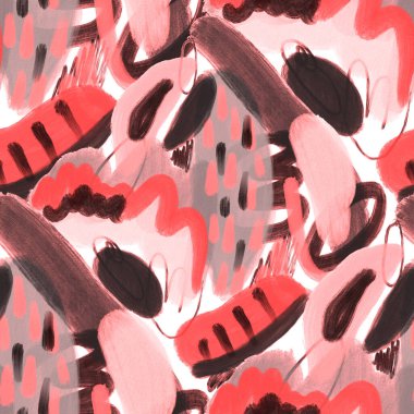 Suluboya, soyut, kusursuz desen. Parlak el yapımı elementlerle yaratıcı doku. Soyut renkli yazdırma.