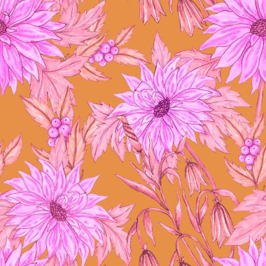 Çiçek buketli suluboya desenli. Klasik botanik çizimi. Her türlü tasarım için zarif bir dekorasyon. Renkli ve soyut çiçekli moda baskısı. Suluboya dokusu.