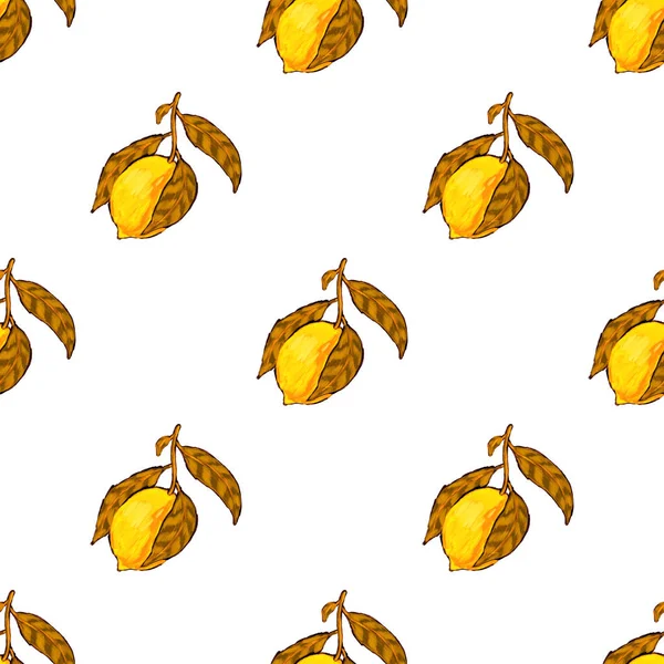 Kreative Nahtlose Muster Mit Zitronen Ölfarben Effekt Strahlender Sommerdruck Tolles — Stockfoto