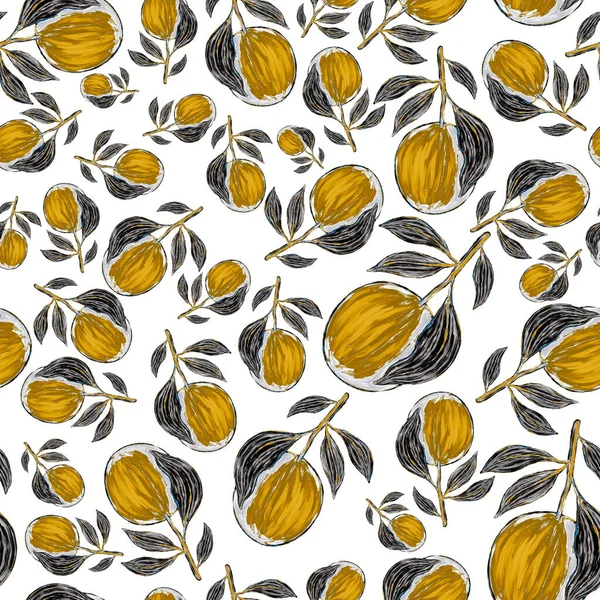 Creatief Naadloos Patroon Met Sinaasappels Olieverf Effect Heldere Zomerprint Geweldig — Stockfoto