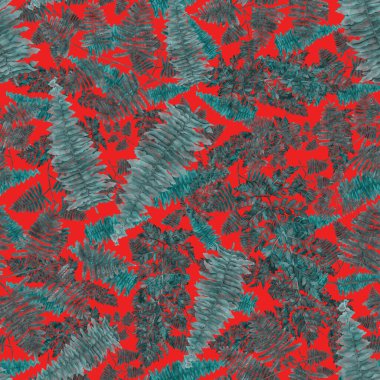 Eğrelti otu yapraklı suluboya desenli. Yaprak süsleme. Klasik botanik egzotik resim duvar kâğıdı.