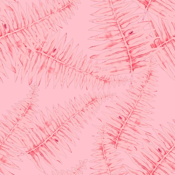 シダの葉と水彩シームレスパターン 葉の装飾 ヴィンテージ植物エキゾチックなイラスト Alliphonewallpapers Net — ストック写真