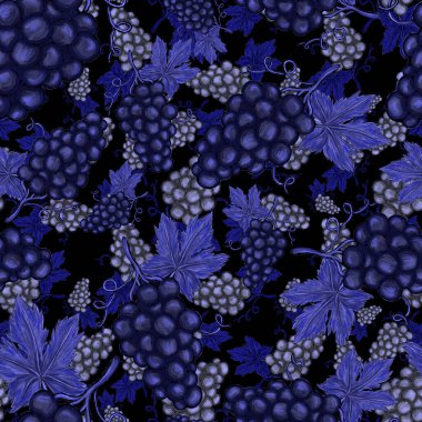 Üzümlü, yaratıcı, kusursuz desen. Yağlı boya etkisi. Parlak yaz baskısı. Her amaç için harika bir tasarım