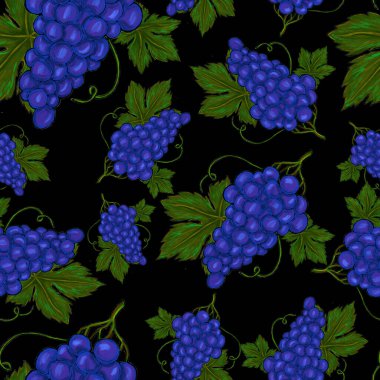 Üzümlü, yaratıcı, kusursuz desen. Yağlı boya etkisi. Parlak yaz baskısı. Her amaç için harika bir tasarım
