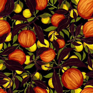 Portakallı, yaratıcı, kusursuz desen. Yağlı boya etkisi. Parlak yaz baskısı. Her amaç için harika bir tasarım