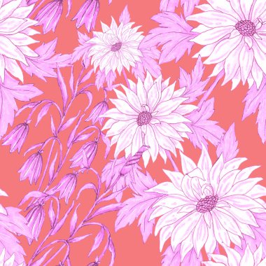 Çiçek buketli suluboya desenli. Klasik botanik çizimi. Her türlü tasarım için zarif bir dekorasyon. Renkli ve soyut çiçekli moda baskısı. Suluboya dokusu.