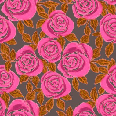 Balmumu pastel boyalarla çizilmiş soyut çiçekleri olan yaratıcı, pürüzsüz desen. Parlak renkli çiçek deseni.