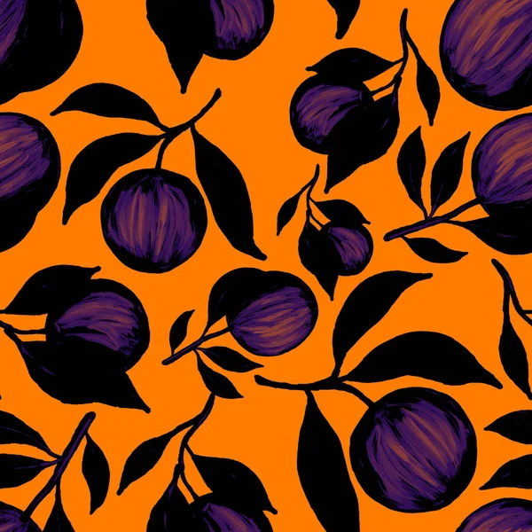 Creative Seamless Pattern Oranges Oil Paint Effect Bright Summer Print — Stock Photo, Image
