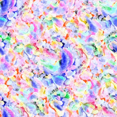 Suluboya, soyut, kusursuz desen. Parlak el yapımı elementlerle yaratıcı doku. Soyut renkli yazdırma.