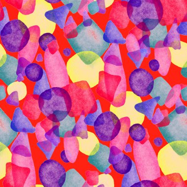 Suluboya, soyut, kusursuz desen. Parlak el yapımı elementlerle yaratıcı doku. Soyut renkli yazdırma.