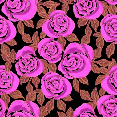 Balmumu pastel boyalarla çizilmiş soyut çiçekleri olan yaratıcı, pürüzsüz desen. Parlak renkli çiçek deseni.