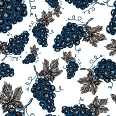 Üzümlü, yaratıcı, kusursuz desen. Yağlı boya etkisi. Parlak yaz baskısı. Her amaç için harika bir tasarım