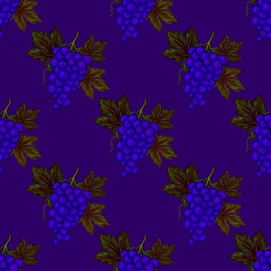 Üzümlü, yaratıcı, kusursuz desen. Yağlı boya etkisi. Parlak yaz baskısı. Her amaç için harika bir tasarım