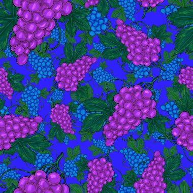 Üzümlü, yaratıcı, kusursuz desen. Yağlı boya etkisi. Parlak yaz baskısı. Her amaç için harika bir tasarım