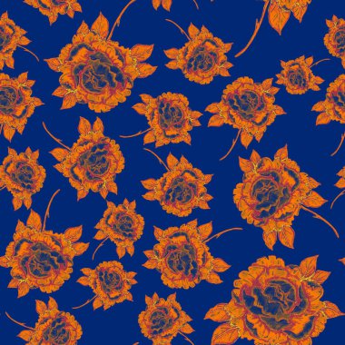 Çiçek buketli suluboya desenli. Klasik botanik çizimi. Her türlü tasarım için zarif bir dekorasyon. Renkli ve soyut çiçekli moda baskısı. Suluboya dokusu.