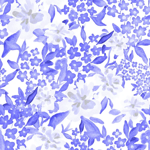 Bezszwowy Wzór Akwareli Wiosennymi Bukietami Kwiatowymi Klasyczna Ilustracja Botaniczna Elegancka — Zdjęcie stockowe