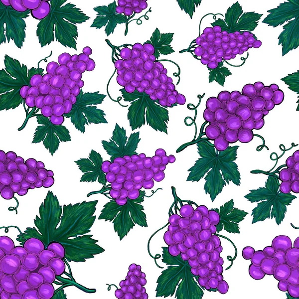 Patrón Creativo Sin Costuras Con Uvas Efecto Pintura Óleo Estampado — Foto de Stock