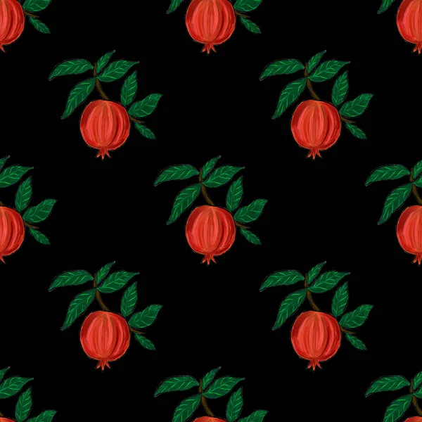 Creative Seamless Pattern Pomegranate Oil Paint Effect Bright Summer Print — Stock Photo, Image