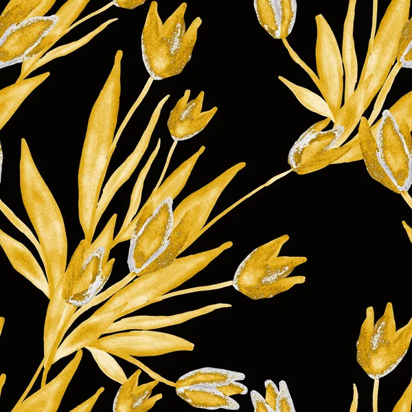 Akvarel Bezešvný Vzor Jarní Květinové Kytice Ročník Botanické Ilustrace Elegantní Royalty Free Stock Obrázky