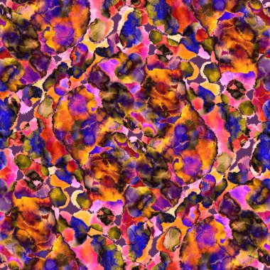 Suluboya, soyut, kusursuz desen. Parlak el yapımı elementlerle yaratıcı doku. Soyut renkli yazdırma.