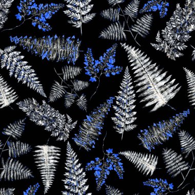 Eğrelti otu yapraklı suluboya desenli. Yaprak süsleme. Klasik botanik egzotik resim duvar kâğıdı.