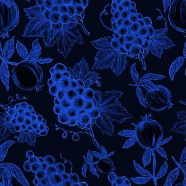 Meyveli, limonlu, portakallı, üzümlü ve narlı yaratıcı kusursuz desen. Yağlı boya etkisi. Parlak yaz baskısı. Her amaç için harika bir tasarım