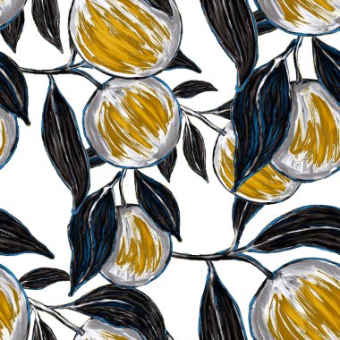 Portakallı, yaratıcı, kusursuz desen. Yağlı boya etkisi. Parlak yaz baskısı. Her amaç için harika bir tasarım