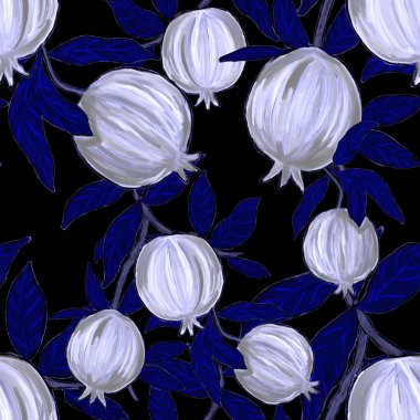 Nar ile yaratıcılığı kusursuz desen. Yağlı boya etkisi. Parlak yaz baskısı. Her amaç için harika bir tasarım